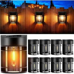 8 Pack Solar Fence Lights, LED Solar Outdoor Lights Waterproof Solar Deck Lights